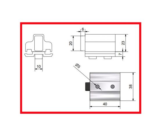 HH4 - Sliding door track stop - Dimensions