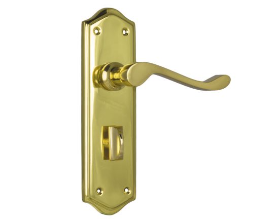 Henley lever on  privacy plate set - Polished Brass