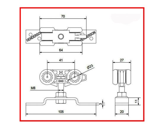 Henderson Husky hanger dimensions - 100Kg dimensions