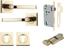 Annecy Lever - Square Rose Entrance Set - Key / Turn - PB