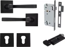 Annecy Lever - Square Rose Entrance Set - Key / Turn - MB