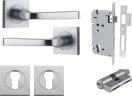 Annecy Lever - Square Rose Entrance Set - Key / Key - SC