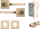 Annecy Lever - Square Rose Entrance Set - Key / Key - BB