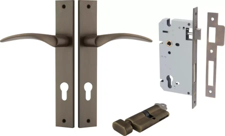 Oxford Lever - Rectangular Entrance Set - Key / Turn - SB