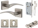 Oxford Lever - Square Rose Entrance Set - Key / Turn - SN