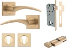 Oxford Lever - Square Rose Entrance Set - Key / Turn - BB