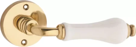 Exeter Door Lever - Round Rose - Passage Pair - PB