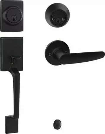 CAPRI GRIPSET + HAWTHORN  LEVER + DOUBLE CYLINDER DEADBOLT   BLACK