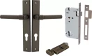 Helsinki Lever - Rectangular Entrance Set - Key / Turn - SB