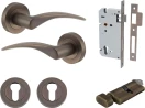 Oxford Lever - Round Rose Entrance Set - Key / Turn - SB