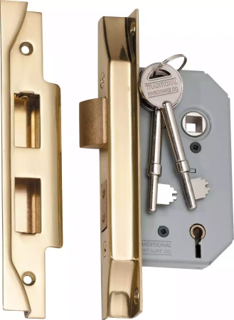 Rebated 5 Lever Mortice Lock - Backset 46mm - PB