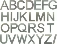 76mm Self Adhesive Stainless Steel Alphabet - A to C and "/" - BLK