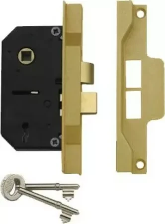 2 Lever Rebated Mortice Lock - 57mm Backset - PB