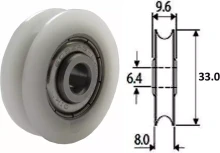 Wheel - Nylon 33 X 9.5 X 6.4mm