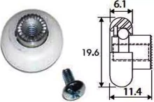 Wheel - Shower Door 19.6 x 6.1 x 11.4mm CW Screw