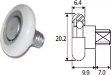 Wheel - Shower Door 20.2 x 6.4 x 16.9mm With Stud