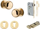 Cambridge Knob - Round Rose Entrance Set - Key / Turn - PB