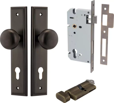 Cambridge Knob - Stepped Entrance Set - Key / Turn - SB