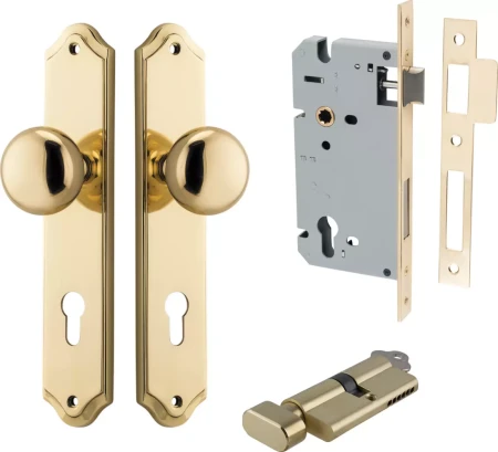 Cambridge Knob - Shouldered Entrance Set - Key / Turn - PB