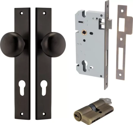 Cambridge Knob - Rectangular Entrance Set - Key / Key  - SB