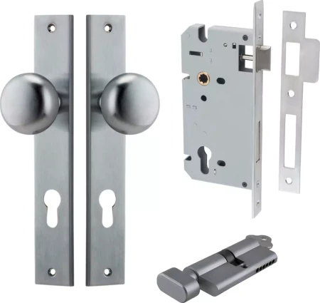 Cambridge Knob - Rectangular Entrance Set - Key / Turn - SC