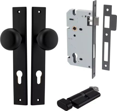 Cambridge Knob - Rectangular Entrance Set - Key / Turn - MB