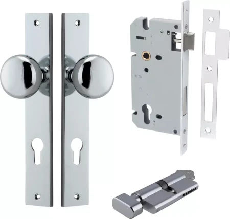 Cambridge Knob - Rectangular Entrance Set - Key / Turn - CP