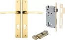 Baltimore Lever - Rectangular Entrance Set - Key / Turn - PB