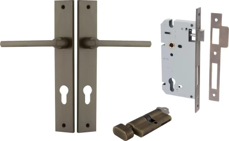 Baltimore Lever - Rectangular Entrance Set - Key / Turn - SB