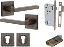 Baltimore Lever - Square Rose Entrance Set - Key / Key - SB