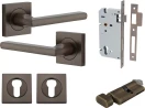 Baltimore Lever - Square Rose Entrance Set - Key / Turn - SB