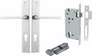 Baltimore Lever - Rectangular Entrance Set - Key / Turn - SC