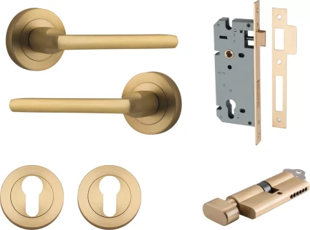 Baltimore Lever - Round Rose Entrance Set - Key / Turn - BB