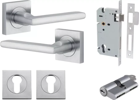 Baltimore Lever - Square Rose Entrance Set - Key / Key - SC