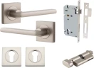 Baltimore Lever - Square Rose Entrance Set - Key / Turn - SN