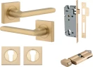 Baltimore Lever - Square Rose Entrance Set - Key / Turn - BB