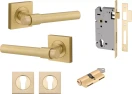 Helsinki Lever - Square Rose Entrance Set - Key / Key - GLD