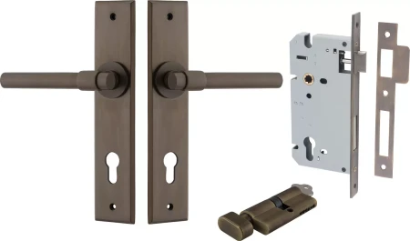 Helsinki Lever - Chamfered Entrance Set - Key / Turn - SB