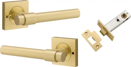 Helsinki Lever - Square Rose Integrated Privacy Set - GLD