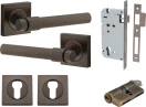 Helsinki Lever - Square Rose Entrance Set - Key / Key - SB