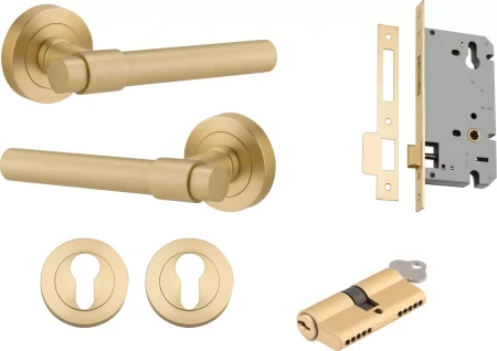 Helsinki Lever - Round Rose Entrance Set - Key / Key - GLD