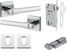 Helsinki Lever - Square Rose Entrance Set - Key / Turn - CP