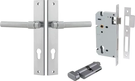 Helsinki Lever - Rectangular Entrance Set - Key / Turn - SC