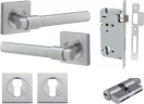 Helsinki Lever - Square Rose Entrance Set - Key / Key - SC