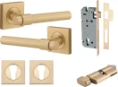 Helsinki Lever - Square Rose Entrance Set - Key / Turn - BB