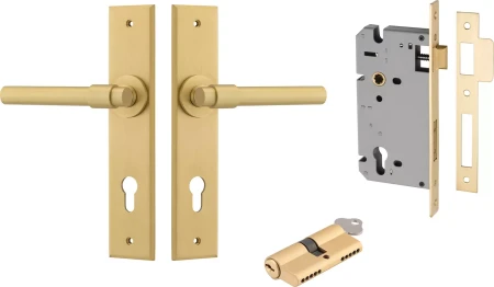 Helsinki Lever - Chamfered Entrance Set - Key / Key - GLD