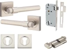 Helsinki Lever - Square Rose Entrance Set - Key / Turn - SN