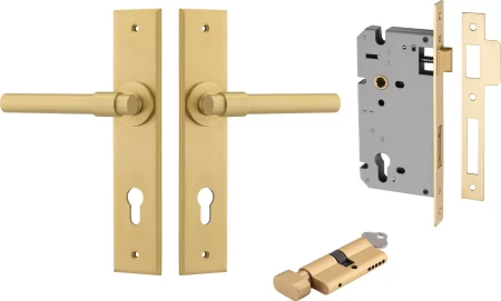 Helsinki Lever - Chamfered Entrance Set - Key / Turn - GLD