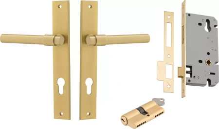 Helsinki Lever - Rectangular Entrance Set - Key / Key - GLD