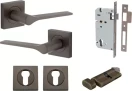 Como Lever - Square Rose Entrance Set - Key / Turn - SB